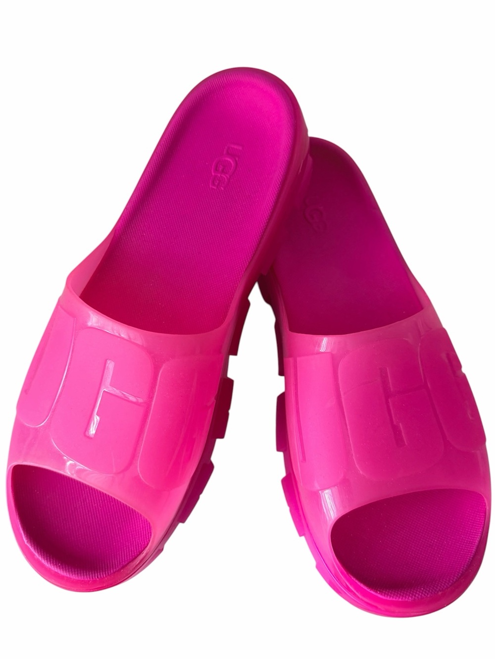 UGG Womens Jella Clear Dragon Fruit Pink Jelly Platform Slides Sandals SZ 10 NEW